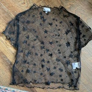 See-Through Black Star Crop Top